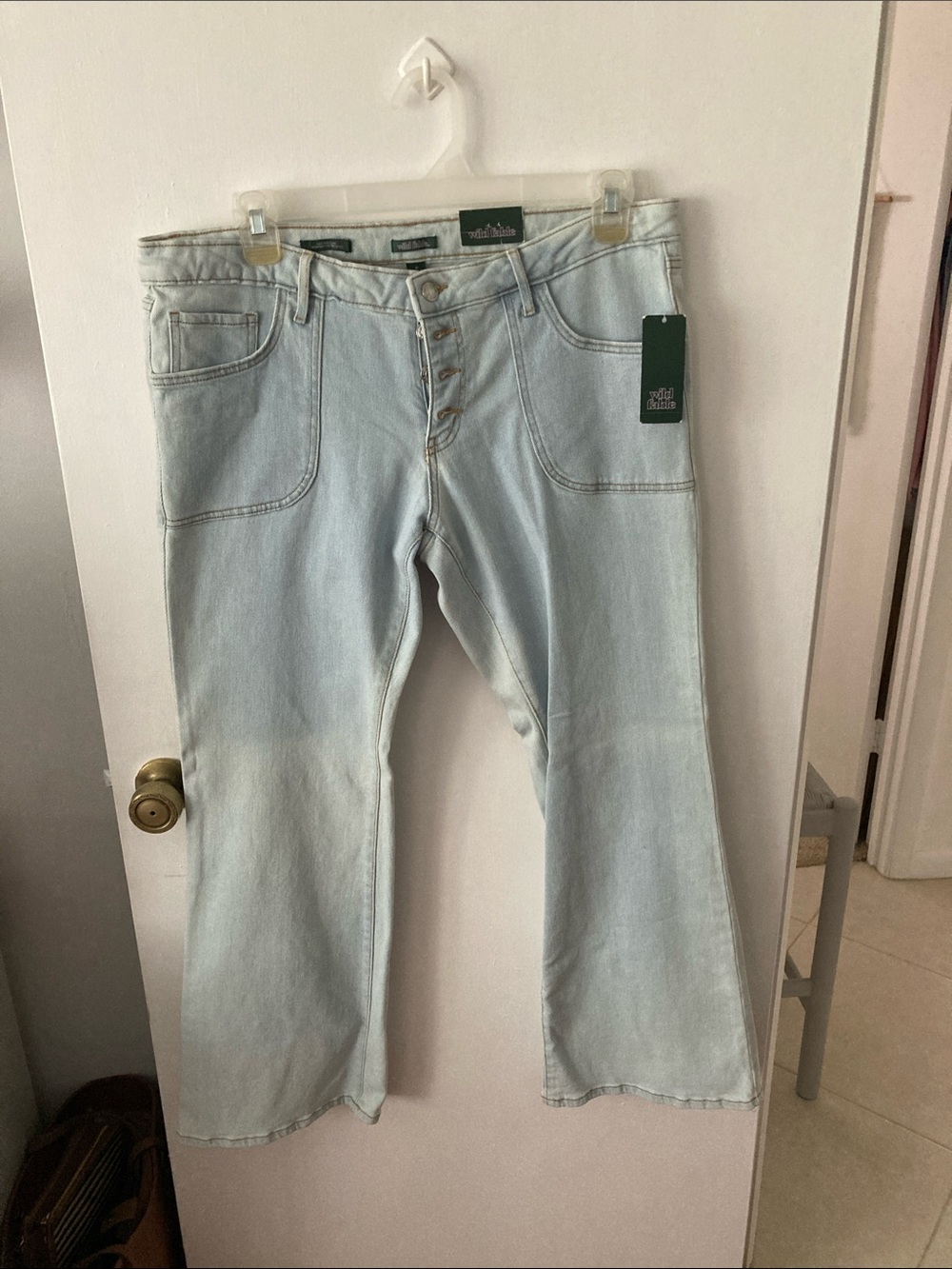 wild fable Pale Blue Button-Fly Wide-Leg Jeans